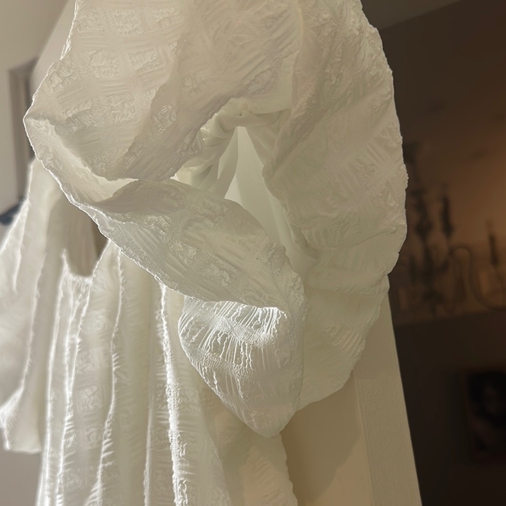 Anthropologie White Puff Sleeve Ruffled dress - Picture 5 of 5
